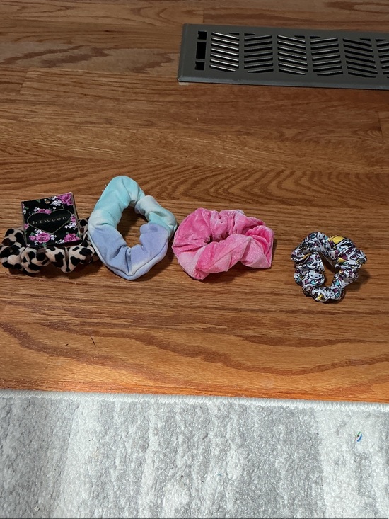Other - Assorted Women’s Velvet and Patterned Scrunchie Set - Pink, Blue, Leopard, Multi